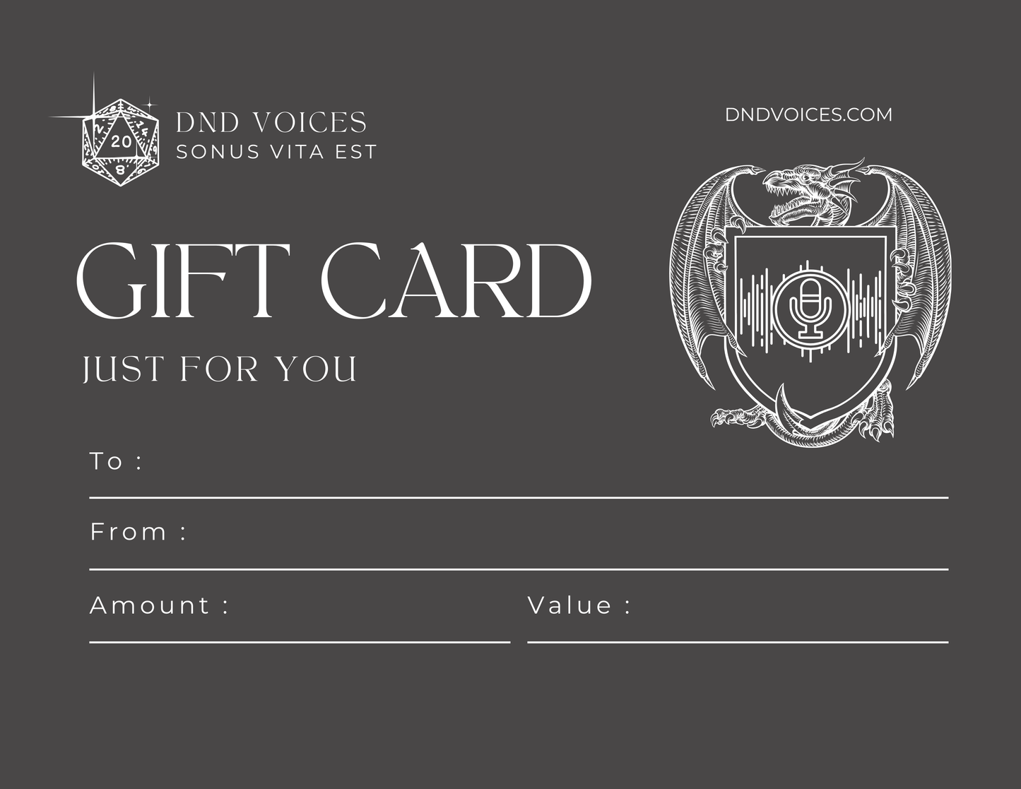 DnD Voices Gift Card